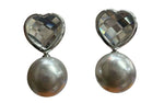 Earrings With Gemstone,Heart And Faux Pearl