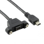Mini USB Panel Mount Mini USB Stecker zu Mini USB Buchse mit Screw Nuts 50cm | System-S