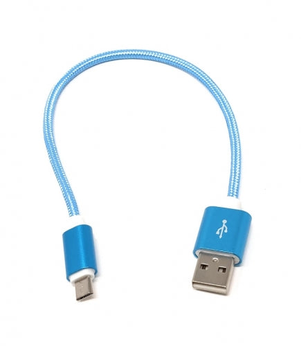 Micro USB Kabel 25cm Nylon Ummantelung Blau | System-S