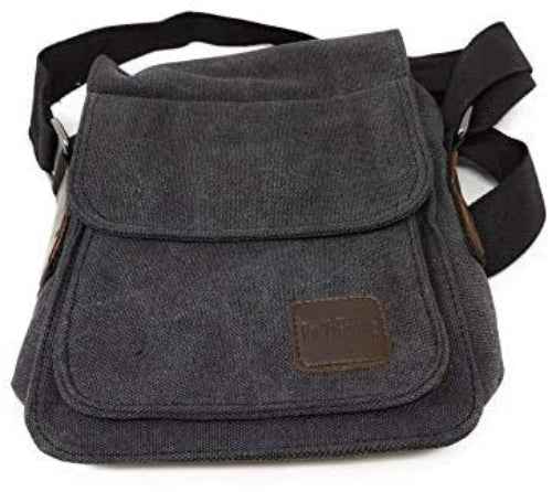 Universal Schultertasche mit 5 Fächern Umhängetasche 24 cm, Schwarz | System-S