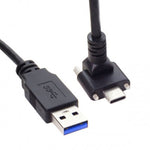 USB 3.0 A Stecker zu USB Typ C 3.1 Stecker Kabel 90 Grad Gewinkelt 3M mit Feststellschraube | System-S