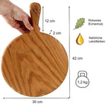 Rundes Servierbrett Eiche mit Griff 30cm – Pizza & Brotbrett massiv