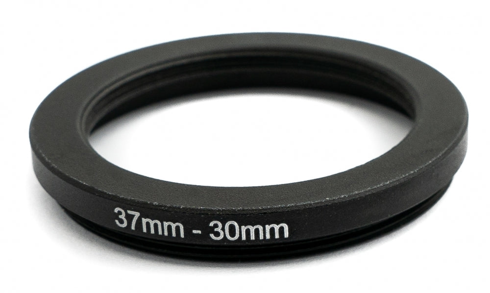 Objektiv Adapter 37 mm Gewinde zu 30 mm Step Down Ring in Schwarz für Filter | System-S