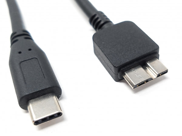 USB 3.1 Kabel 25 cm Typ C Stecker zu 3.0 Micro B Stecker Adapter in Schwarz I SYSTEM-S