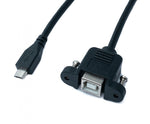 USB 2.0 Kabel 30cm Typ B Buchse zu Micro Stecker mit Schraube in Schwarz | System-S