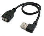 USB 2.0 Kabel 30 cm Typ A Stecker zu Buchse Rechts Winkel in Schwarz | System-S