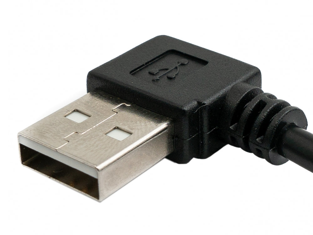 USB 2.0 Kabel 50 cm Typ A Stecker zu B Stecker Winkel in Schwarz | System-S