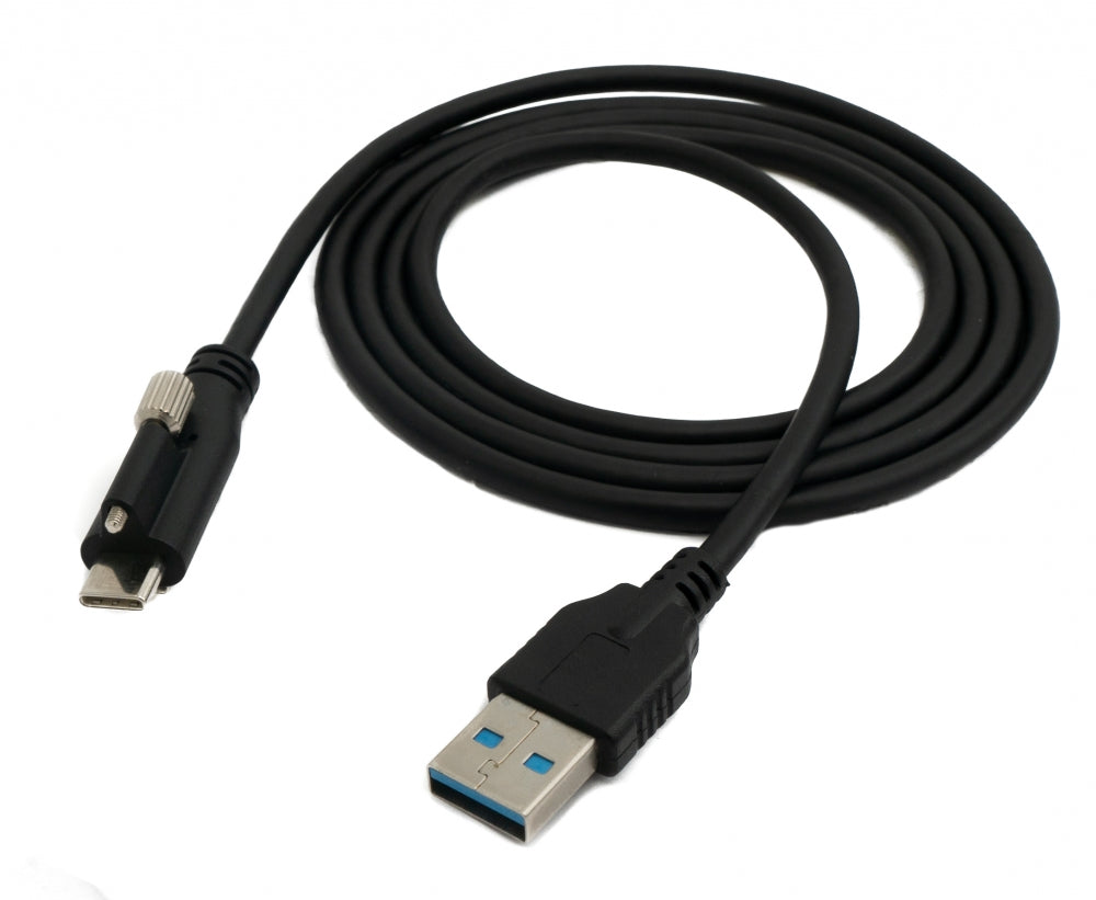 USB 3.1 Kabel 1,2 m Typ C Stecker zu A Stecker Schraube in Schwarz | System-S