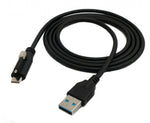 USB 3.1 Kabel 1,2 m Typ C Stecker zu A Stecker Schraube in Schwarz | System-S