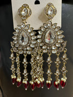 Handmade Kundan & Ad Chandbali Earrings with Pearl Jewelry