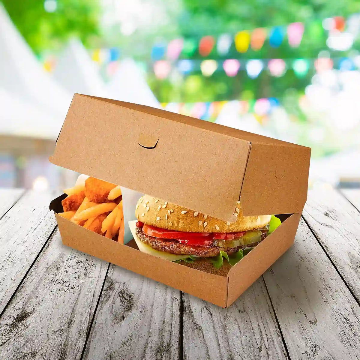 Burgerbox Plus (PAP FSC Mix) fettdicht kraft 195 x 135 x 100 mm