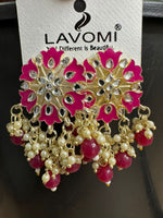 Earring with Meenakari For Women Floral Gold Plated Pearl Metal Drops & Danglers