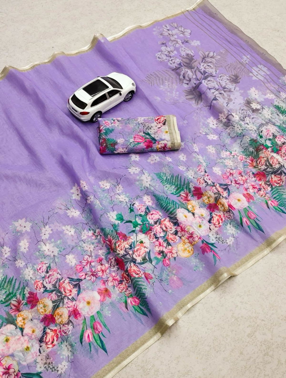 Pure Linen Casual Sarees, 6.3 M (With Blouse Piece)