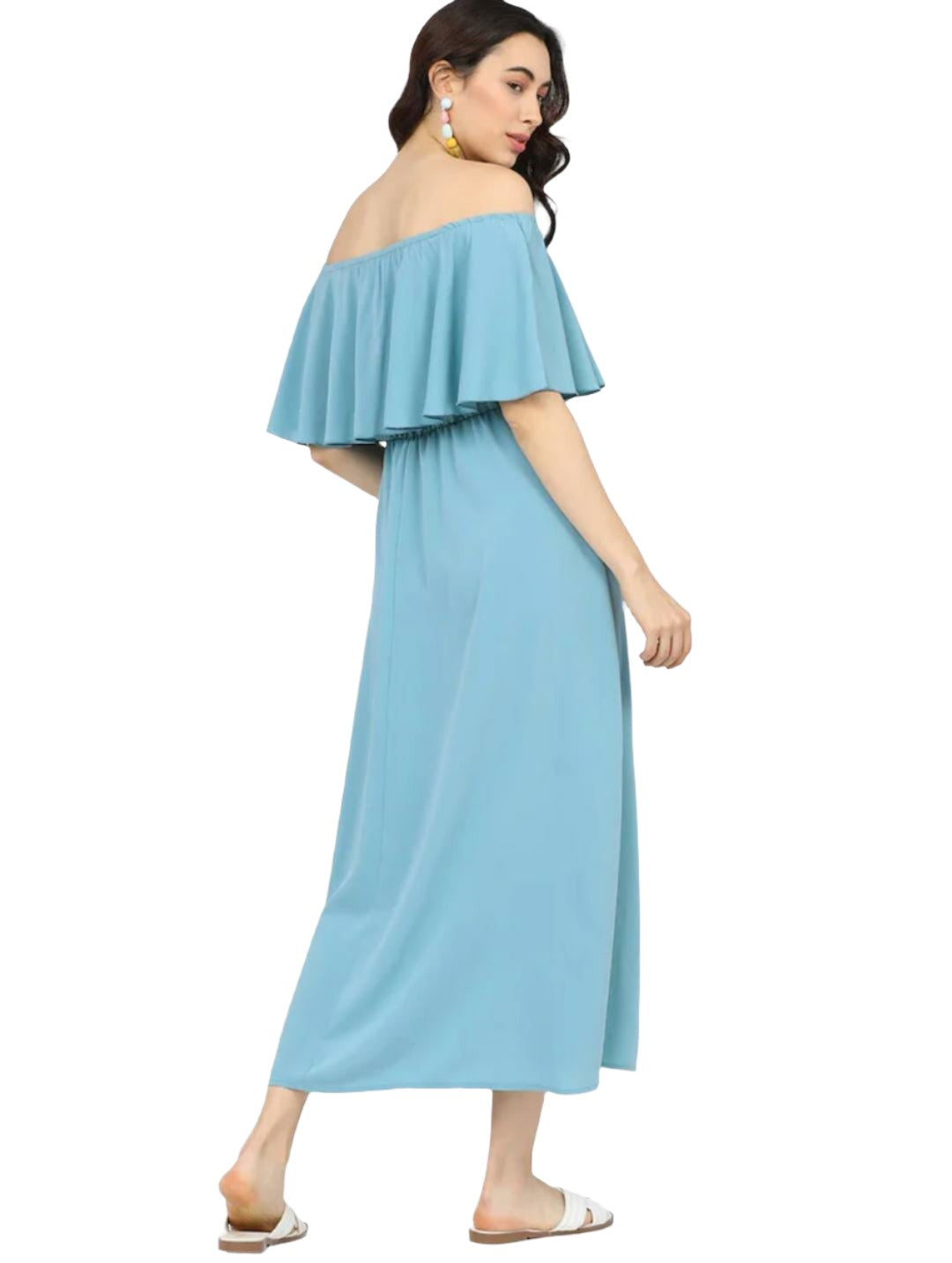 Blue Off-Shoulder Maxi Dress in Munich