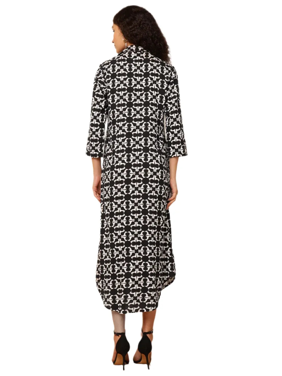 Black Geometric Printed Women Shirt Dress in Berlin