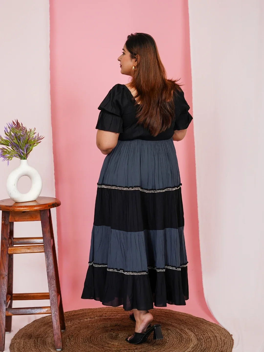 Women's Plus Size Half Sleevs Square Neck Solid Midi Dress in Germany