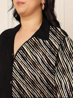 Women's Plus Size Black Diagonal Striped Shirt Dress in Germany
