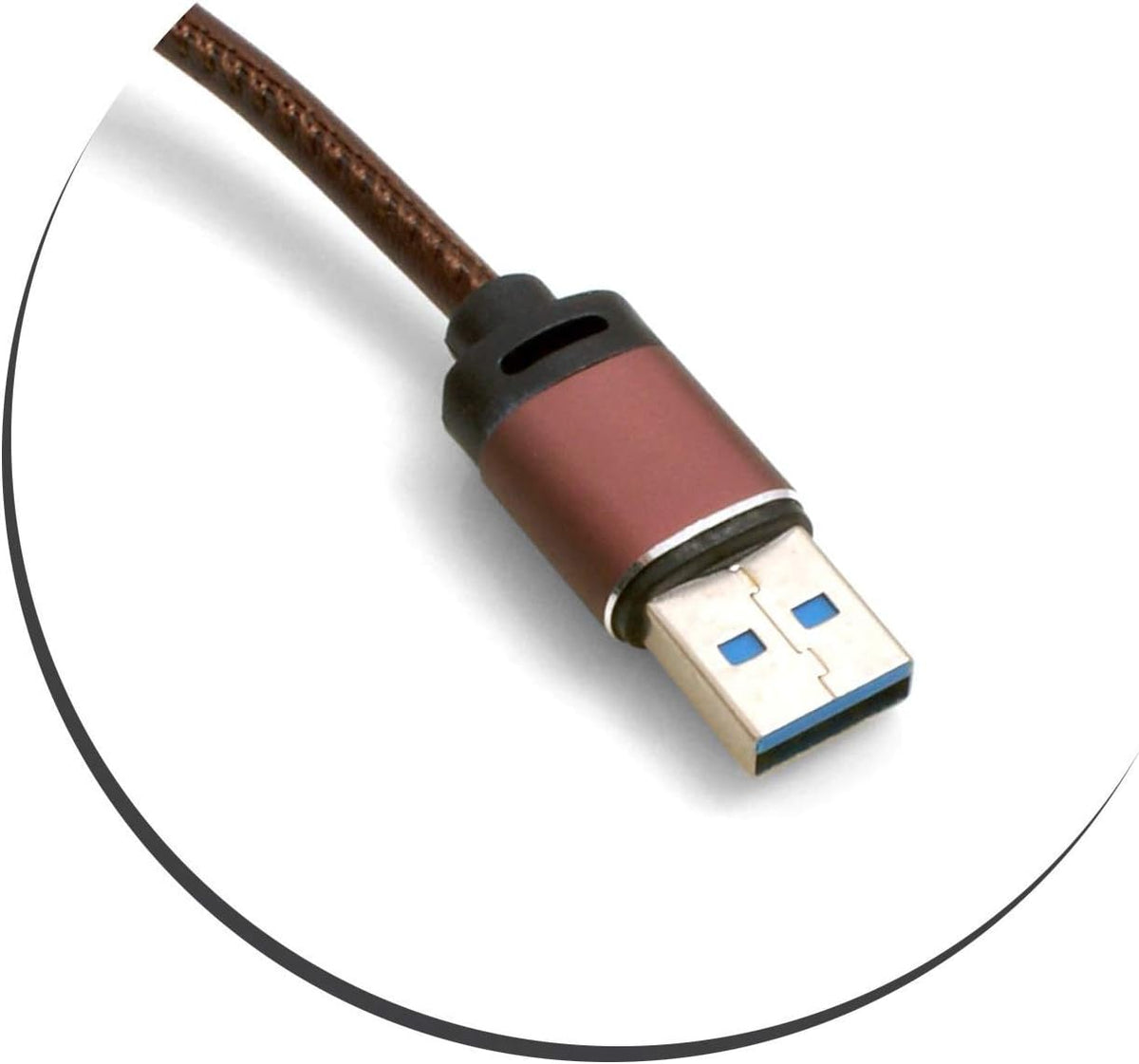 Micro USB zu USB A 3.0.Kabel 100 cm Lederoptik in Braun | System-S