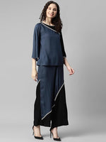 Women's Solid Rayon Top & Pants Co Ord Set in Munich