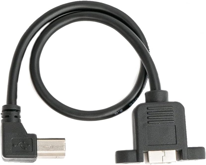 USB 2.0 Kabel 30 cm Typ B Stecker zu Buchse mit Schraube Winkel Schwarz | System-S