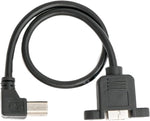 USB 2.0 Kabel 30 cm Typ B Stecker zu Buchse mit Schraube Winkel Schwarz | System-S