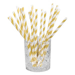 Papierstrohhalme 20 Trinkhalme - 20 cm | Gold Weiß
