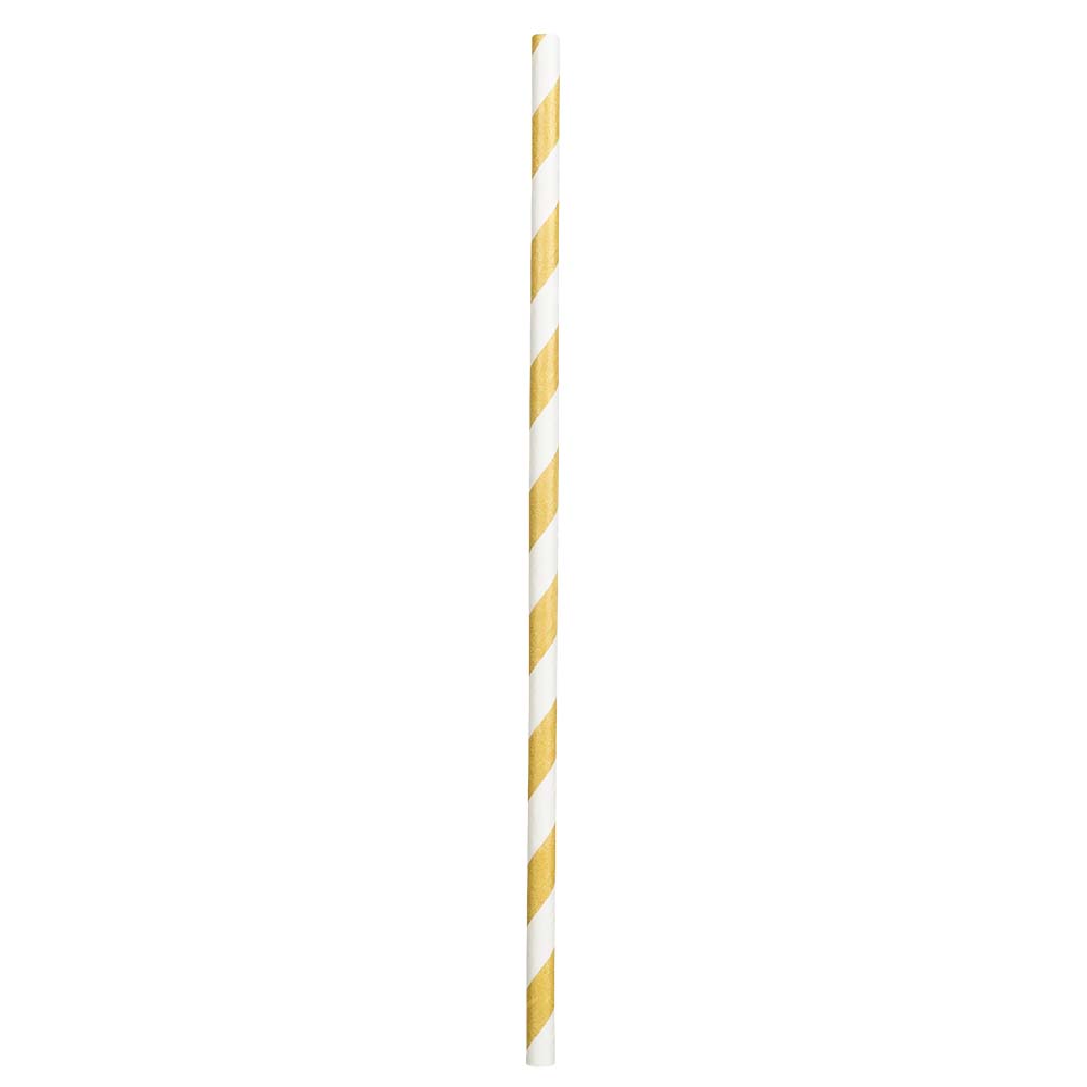 Papierstrohhalme 20 Trinkhalme - 20 cm | Gold Weiß