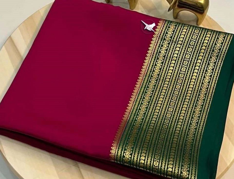 Mysore Silk Saree Pink Nd Green