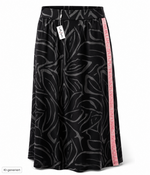 Lyla Damen Sommerrock Gr. 48 Schwarz Allover Druck Dehnbund Maxirock Lang