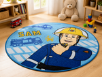 Feuerwehrmann Sam Teppich rund 90 cm Kinderteppich Kinderzimmer D8