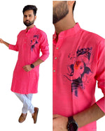 Mens Kurta Pyjama in Germany with ganesh print pink Namma Markt