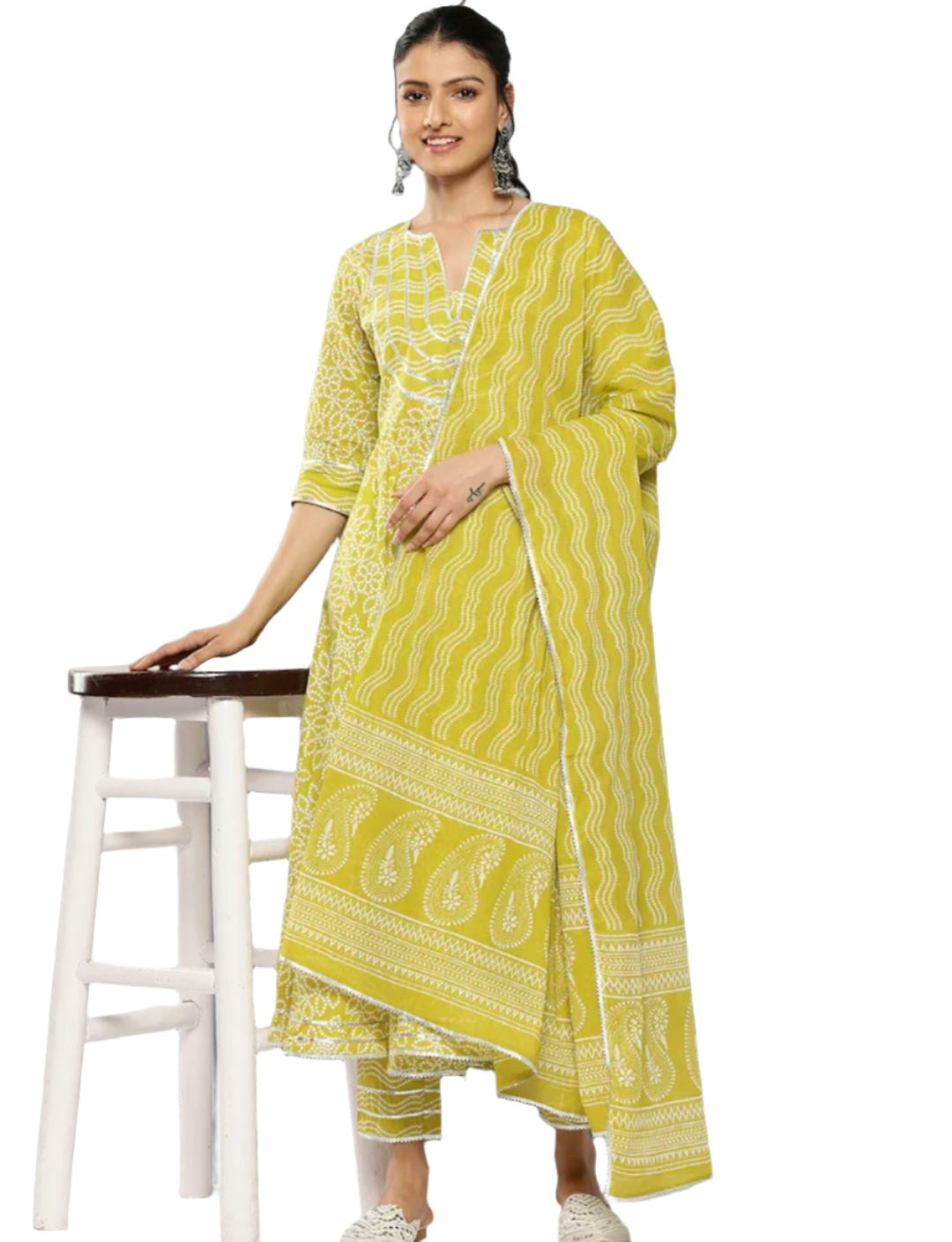 Bandhani Yoke Design Empire Gotta Patti Cotton suit