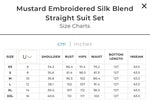 Mustard Embroidered Silk Blend Straight Suit Set(3 Pcs Set)