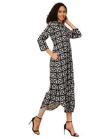 Black Geometric Printed Women Shirt Dress in Berlin