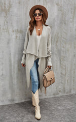 Grey Chunky Pleat Oversized Cardigan