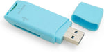 2 in 1 USB Typ A 3.0 zu Micro SD SDXC SDHC Kartenleser Adapter in blau | System-S