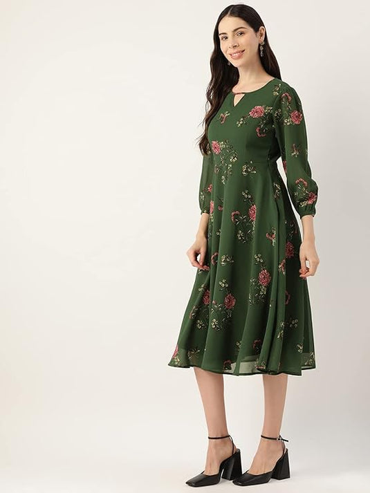 Georgette Casual Floral Printed Dress in Germany