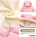 LSERVER Neugeborener Strampler Baby mit Kapuze Fleecever Dickter Jungen Schneeanzug Mädchen Warmer Daunen Overall Kinder Niedliche Winter Anzüge, Schwarz, 80 / 9-12 Monate