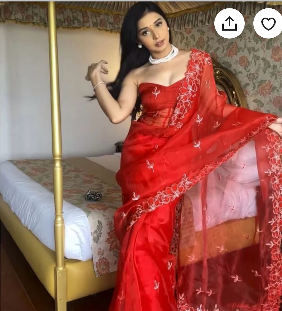 Organza Silk saree withThread Embroidery Work | Wedding Saree | for woman saree