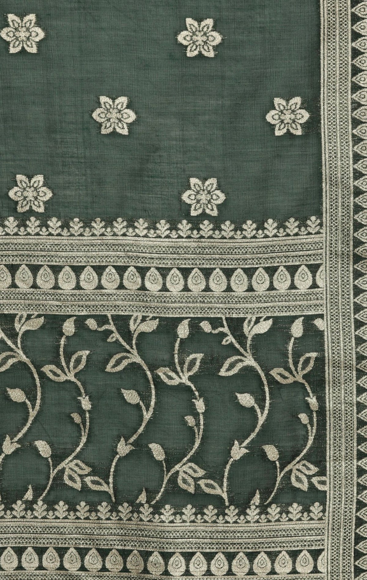 Green Floral Printed Chanderi Silk suit In Germany