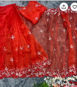 Organza Silk saree withThread Embroidery Work | Wedding Saree | for woman saree