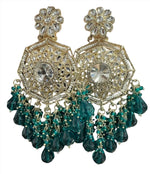 Gold Plated Kundan Pearl Chandbali Long Dangle Earrings Jewellery