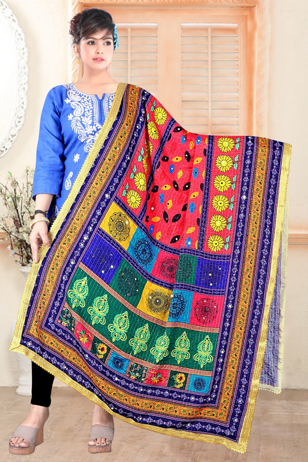Pakistani Dupatta with Mirror Work