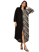 Women's Plus Size Black Diagonal Striped Shirt Dress in Germany