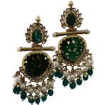 Cutwork Chandbali Earrings - Green