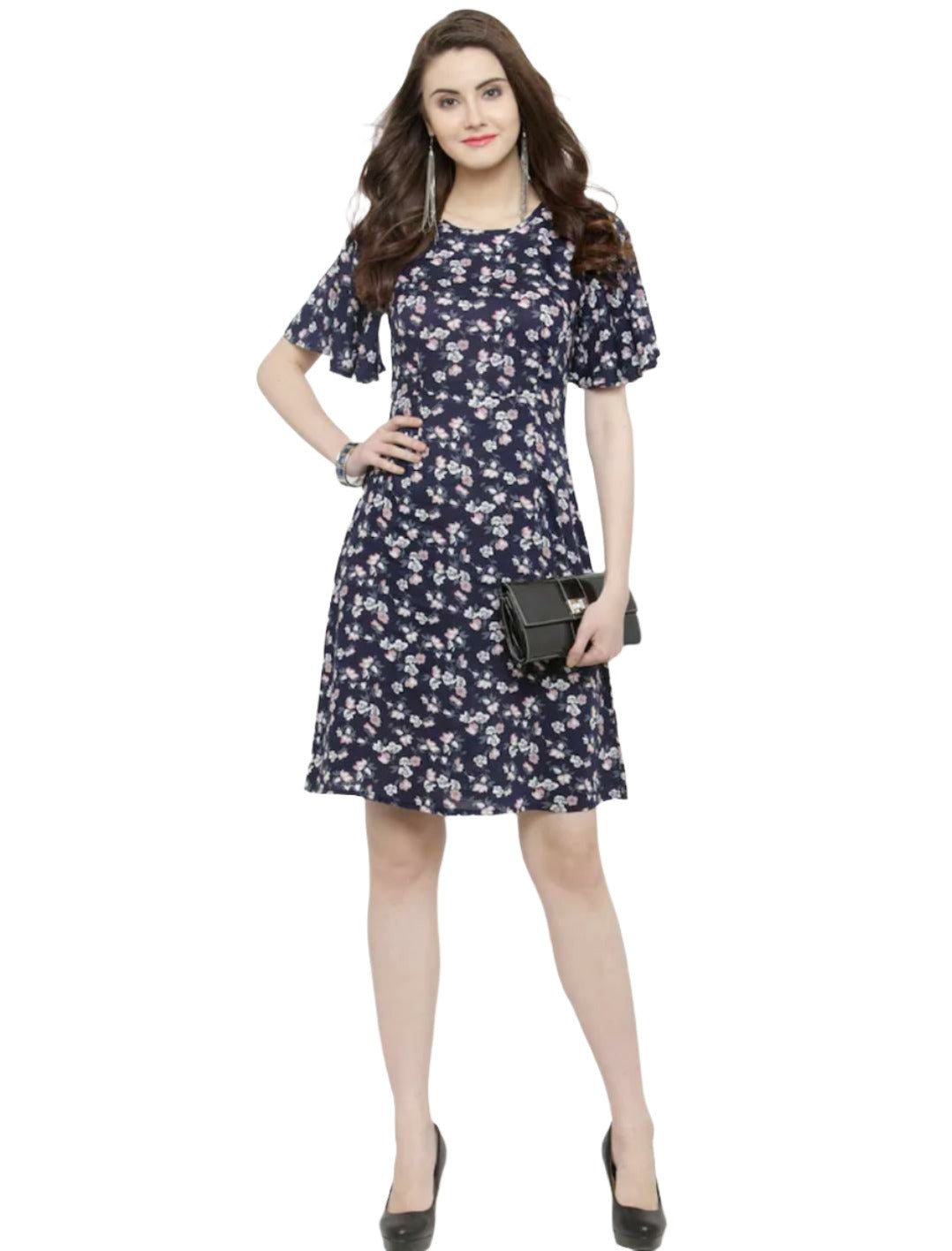Women Blue Printed A-Line Dress