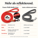 Reflektierende Hundeleine© mit Handschlaufe und veganem Leder in 4 Farben und Varianten Namma Markt