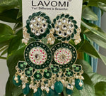 Gold-Plated Contemporary Meenakari Kundan Drop Earrings