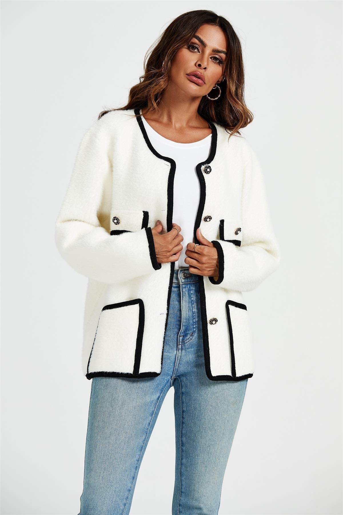 Relaxed Boucle Jacket In Cream White