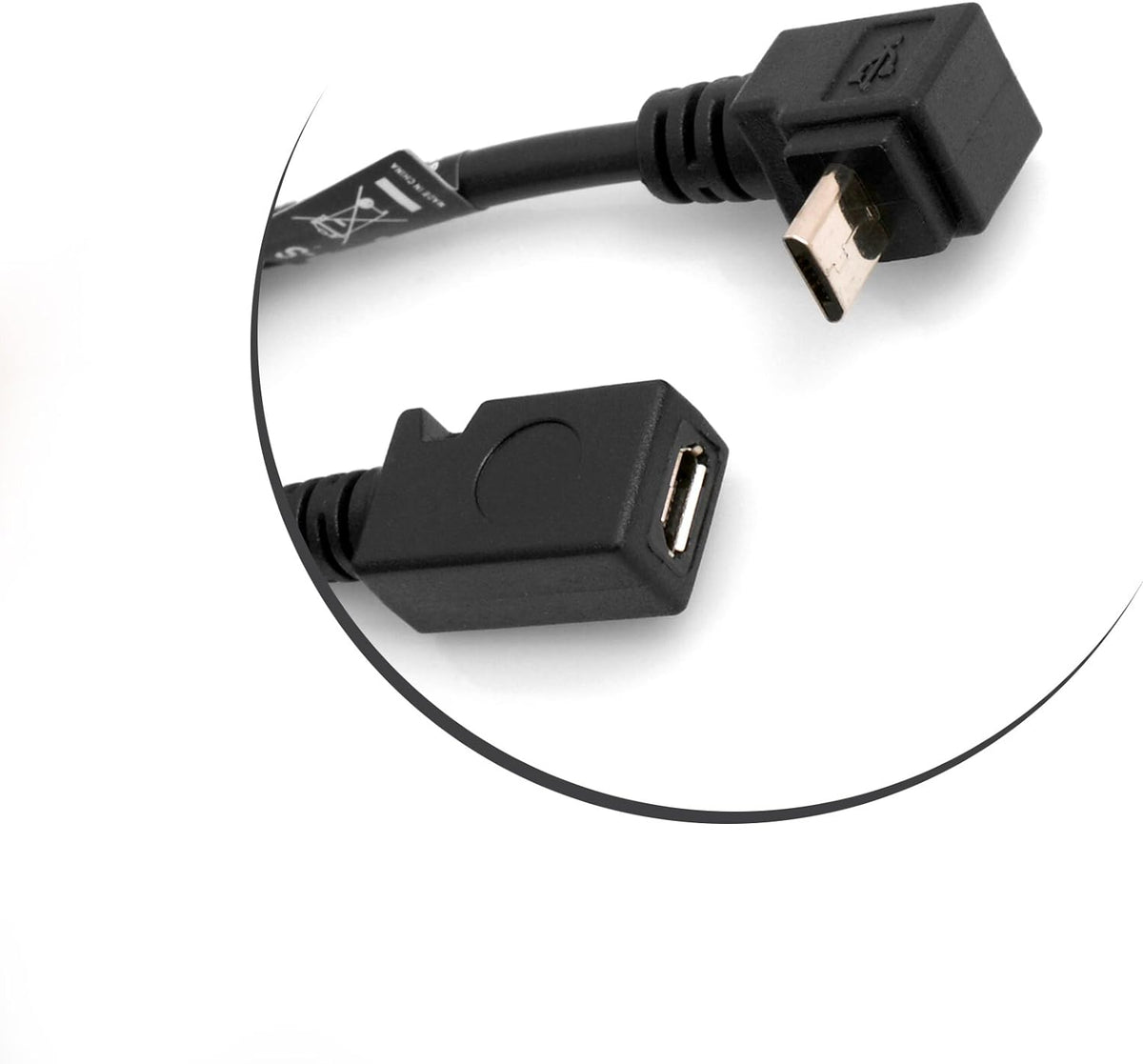 Micro USB 90° Grad abwärts Winkel Kabel auf Micro USB Adapter Kabel Verlängerung 27 cm | System-S